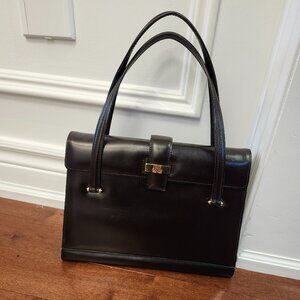 Lanvin Paris vintage women's dark brown leather shoulder bag